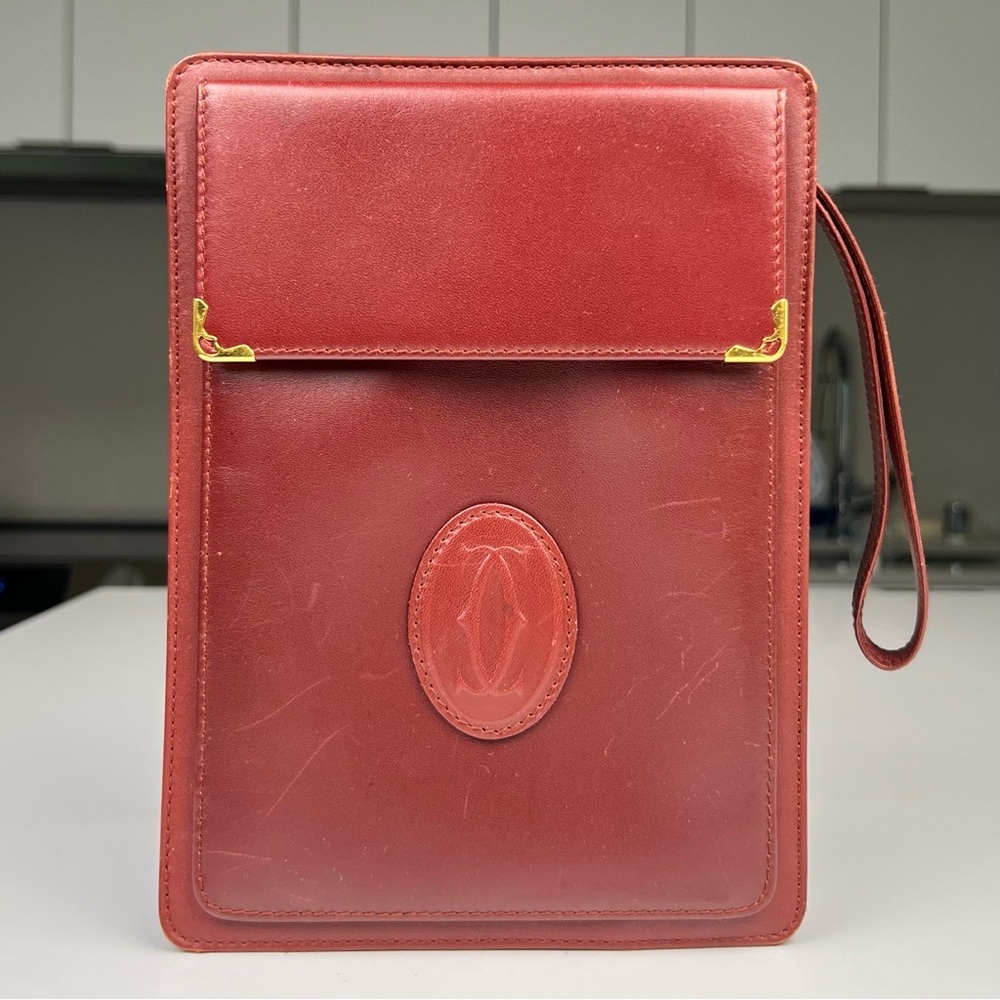 Cartier Must Line Clutch Bag Bordeaux Leather
